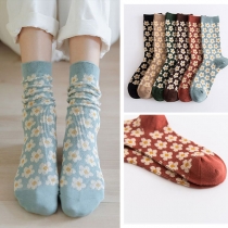 Retro Style Flower Printed Socks