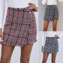 Fashion High Waist Slim Fit Plaid Skirt