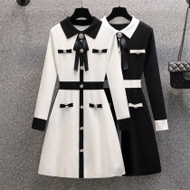 Solid Color Faxu Fur Collar Long Sleeve Slim Fit Woolen Coat