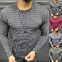 Simple Style Long Sleeve Round Neck Solid Color Man's Top
