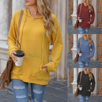 Simple Style Solid Color Long Sleeve Hooded Top