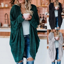 Fashion Solid Color Dolman Sleeve Loose Cardigan