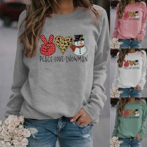 Cute Style Christmas Printed Long Sleeve Round Neck Sweatshirt