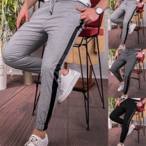 Fashion Contrast Color Elastic Waist Man's Casual Pants