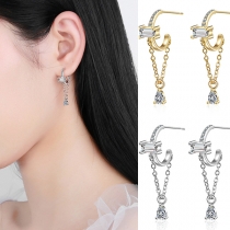 Fashion Rhinestone Inlaid Tassel Earrings