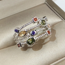 Fashion Colorful Rhinestone Inlaid Alloy Ring