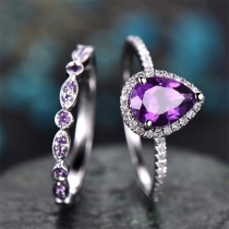 Fashion Purple Rhinestone Inlaid Ring
