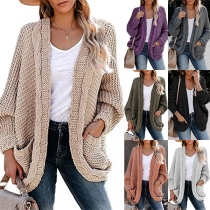Chic Style Solid Color Dolman Sleeve Knit Cardigan