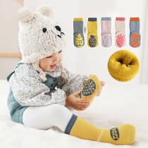 Cute Style Contrast Color Fruit Pattern Anti-slip Socks -2 Pair/Set