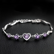 Fashion Rhinestone Inlaid Heart Bracelet
