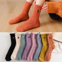 Fashion Solid Color Plush Socks 2 Pair/Set
