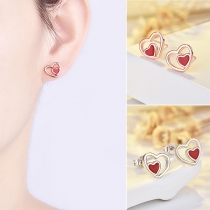 Sweet Style Heart Shaped Stud Earrings