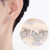 Sweet Style Rhinestone Inlaid Butterfly Shaped Stud Earrings