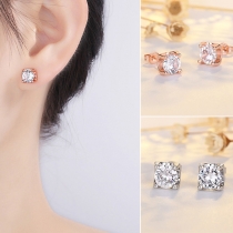 Simple Style Rhinestone Inlaid Alloy Stud Earrings