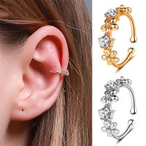 Sweet Style Rhinestone Inlaid Flower Ear Clips