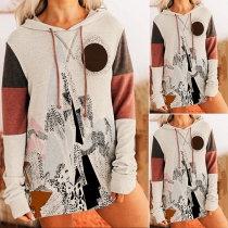 Casual Style Long Sleeve Hooded Printed Sweatshirt