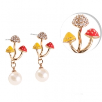 Fashion Rhinestone Inlaid Mushroom Pearl Earrings