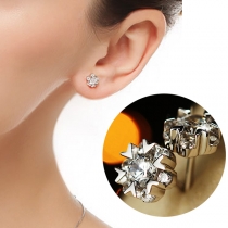 Fashion Rhinestone Inlaid Snowflake Shaped Stud Earrings