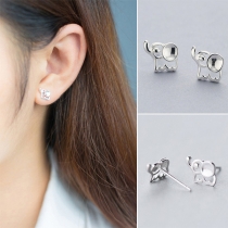 Cute Style Hollow Out Elephant Shaped Stud Earrings