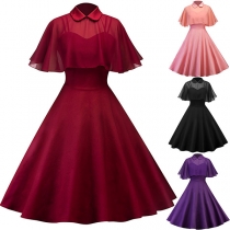 Cute Doll Collar Shawl + Sling Dress Two-piece Set