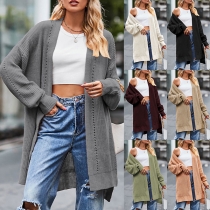 Fashion Solid Color Dolman Sleeve Loose Knit Cardigan