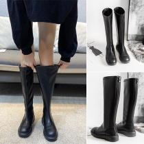 Fashion Flat Heel Round Toe Knee-length Boots