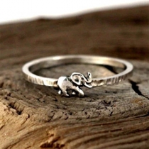 Cute Style Silver-tone Elephant Shaped Ring