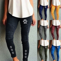 Fashion High Waist Slim Fit Printed Pencil Pants