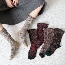 Fashion Lace Spliced Mixed Color Socks