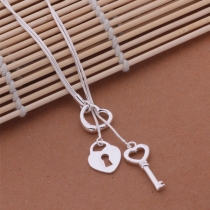 Fashion Silver-tone Key Pendant Necklace