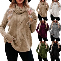 Simple Style Long Sleeve Turtleneck Solid Color Sweater