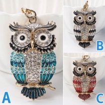Fashion Rhinestone Inlaid Owl Shaped Pendant