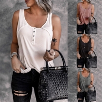 Simple Style Solid Color U-neck Tank Top
