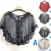 Chic Style Sequin Spliced See-through Gauze Shawl