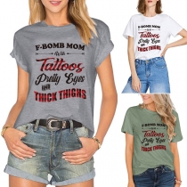 Casual Style Short Sleeve Round Neck Letters Printed T-shirt