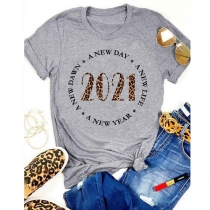 Casual Style Short Sleeve Round Neck Printed T-shirt