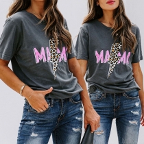 Fashion Short Sleeve Round Neck Letters Printed T-shirt