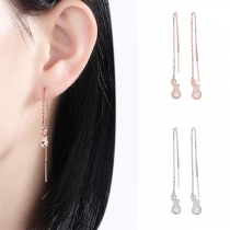 Fashion Rhinestone Inlaid Luck Bag Pendant Earrings Ear-lines