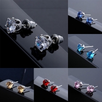 Simple Style Rhinestone Inlaid Alloy Stud Earrings