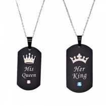 Fashion Letters Crown Pendant Couple Necklace