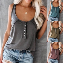 Simple Style Sleeveless Round Neck Solid Color Top