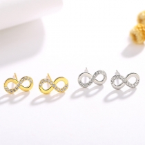 Fashion Rhinestone Inlaid Infinite Symbol Shaped Stud Earrings