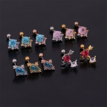Fashion Colored Rhinestone Inlaid Stud Earrings