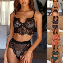 Sexy High Waist Solid Color Push-up Bra Set