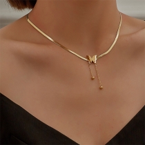 Fashion Gold-tone Butterfly Pendant Choker Necklace