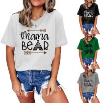 Casual Style Short Sleeve Round Neck Letters Printed T-shirt