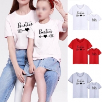 Simple Style Letters Printed Short Sleeve Round Neck Parent-child T-shirt