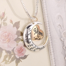 Chic Style Letters Engraved Heart Crescent Pendant Necklace