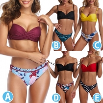 Sexy Low-waist Printed Push-up Bikini Set