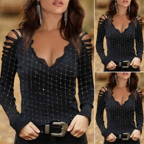 Sexy Off-shoulder Short Sleeve V-neck Top T-shirt